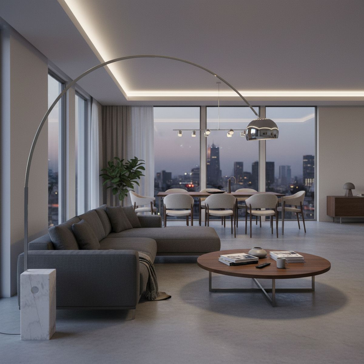 DISEÑO 3 - Lámpara de Pie Arco Lamp Gris 24x232 cm