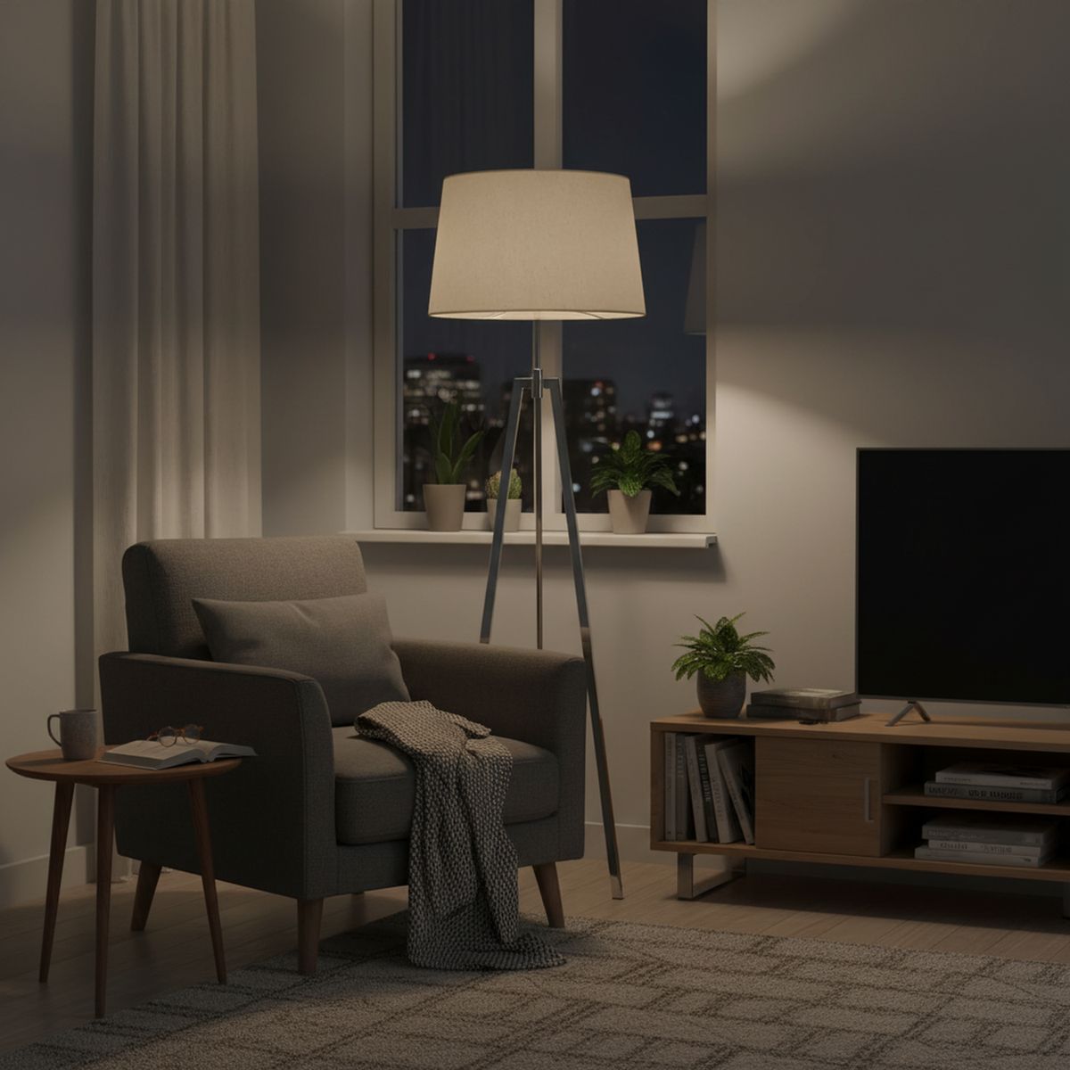 DISEÑO 3 - Lámpara de Pie Treo Cromo Gris 50x170 cm