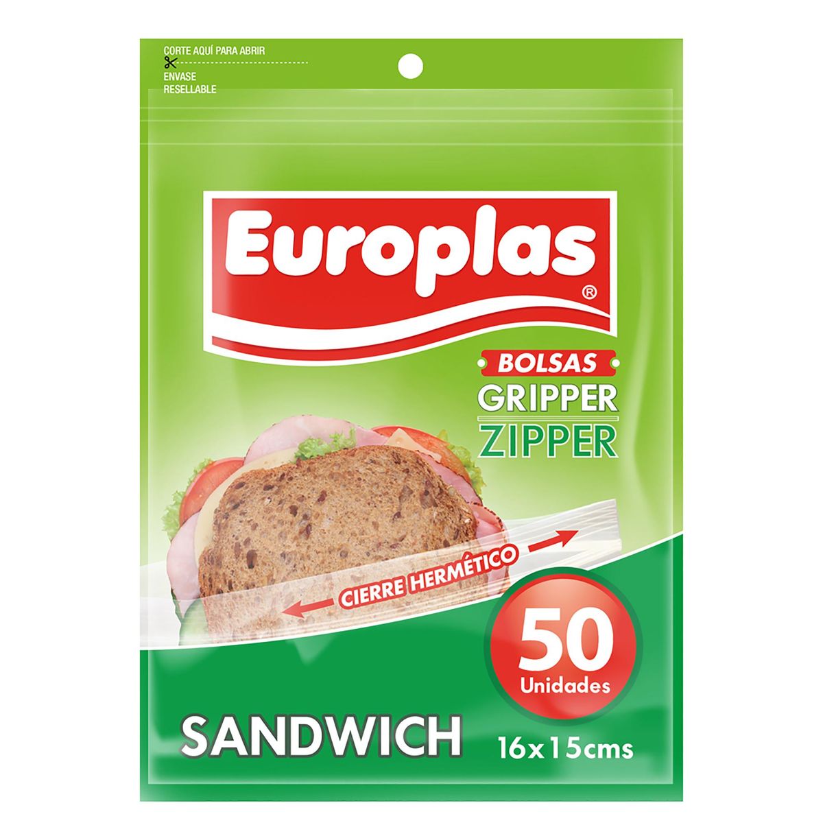 EUROPLAS - Bolsas Herméticas Europlas Sandwich 50 Unidades Transparentes