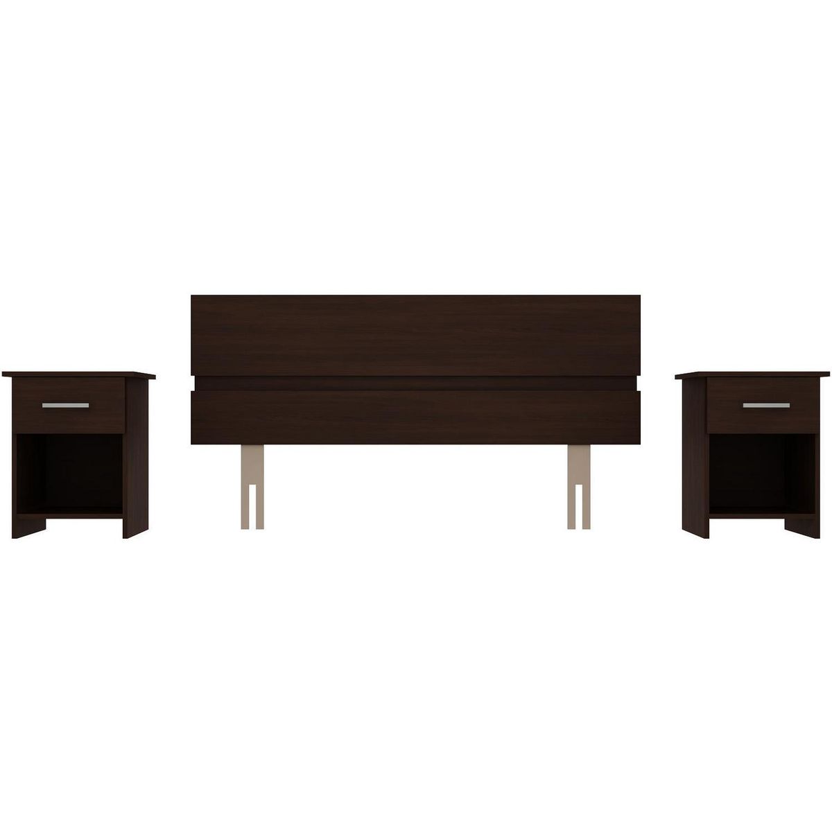 SILCOSIL - Set respaldo 2 plazas + 2 veladores chocolate