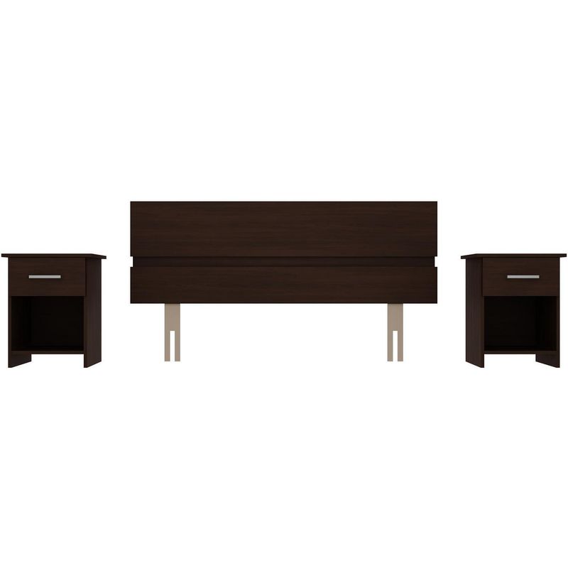 SILCOSIL - Set respaldo 2 plazas + 2 veladores chocolate
