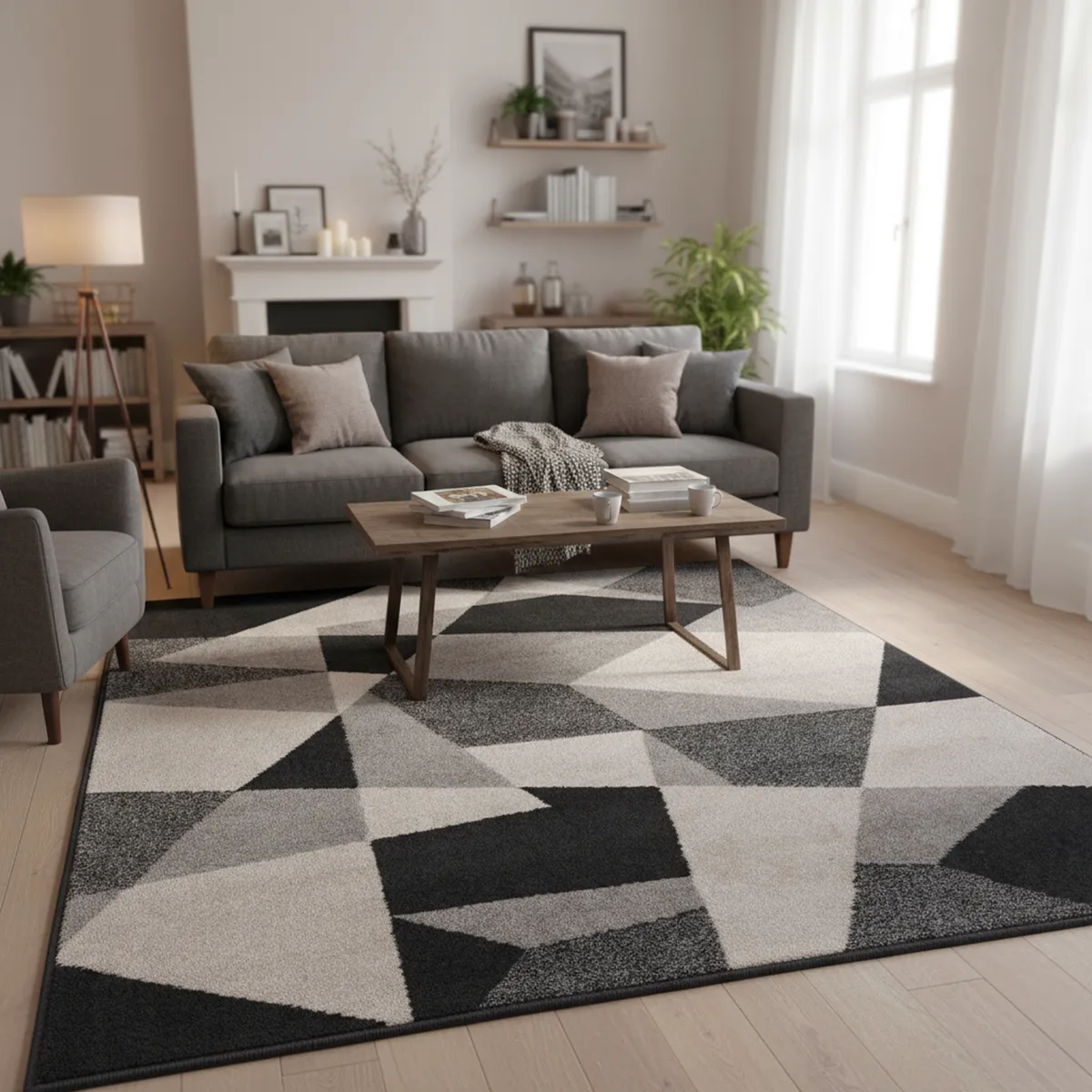 Alfombra Living Lotto Blocks Gris, marca JUST HOME COLLECTION - Foto Principal