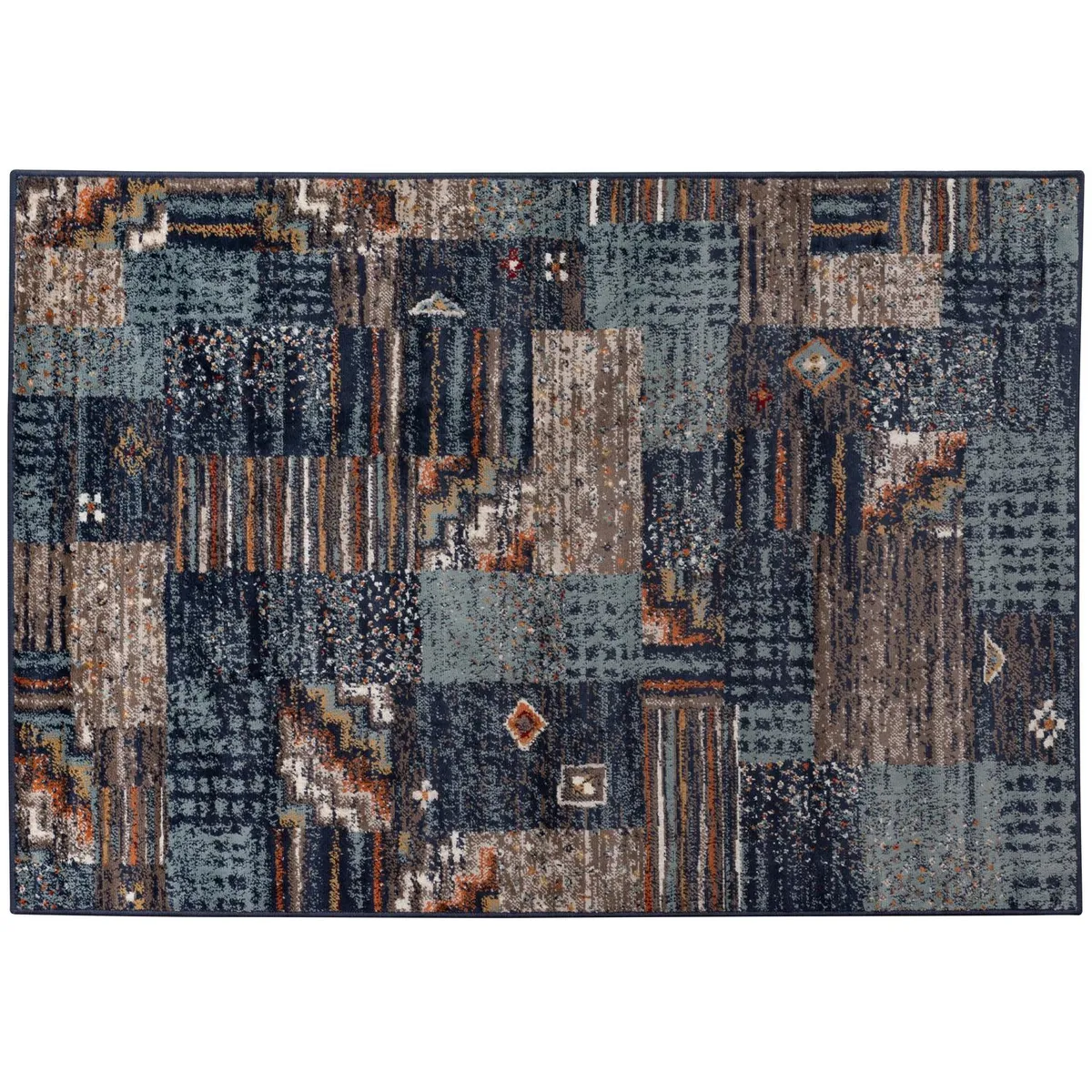 JUST HOME COLLECTION - Alfombra Sachi Patchwork 133x190 cm Polipropileno Azul