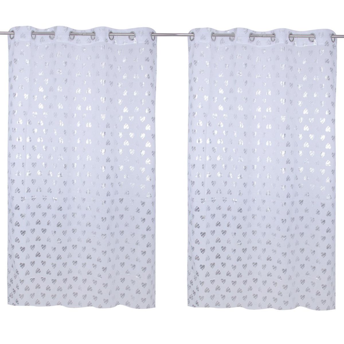 JUST HOME COLLECTION - Cortina Velo Corazones 135x220 cm Argolla