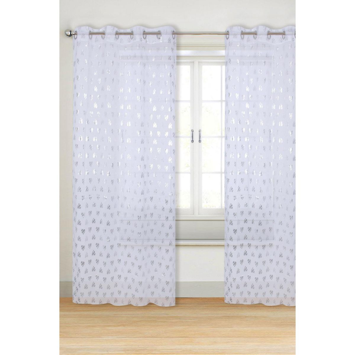 JUST HOME COLLECTION - Cortina Velo Corazones 135x220 cm Argolla