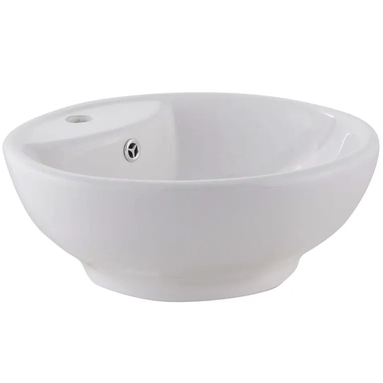 Lavamanos Sobrepuesto Forma Redonda Loza 46x18x46 cm Blanco