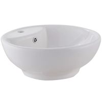 Lavamanos Sobrepuesto Forma Redonda Loza 46x18x46 cm Blanco