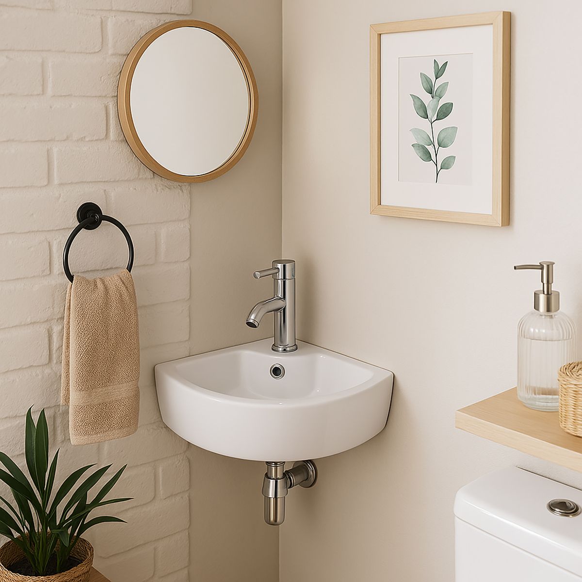 DOMSA - Lavamanos Sobrepuesto Forma Triangular Loza 46x13.5x33 cm Blanco