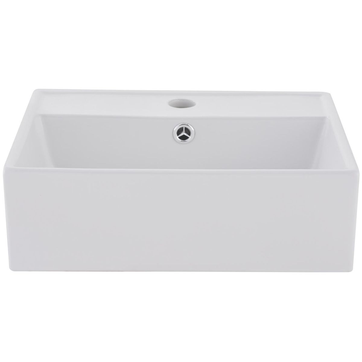 DOMSA - Lavamanos Sobrepuesto Forma Rectangular Loza 42.5x13.5x35.5 cm Blanco