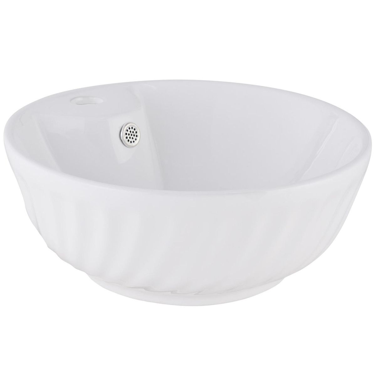 DOMSA - Lavamanos Sobrepuesto Forma Redonda Loza 40x16x40 cm Blanco