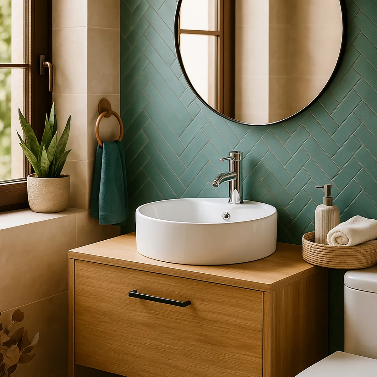 DOMSA - Lavamanos Sobrepuesto Forma Redonda Loza 41x14x41 cm Blanco