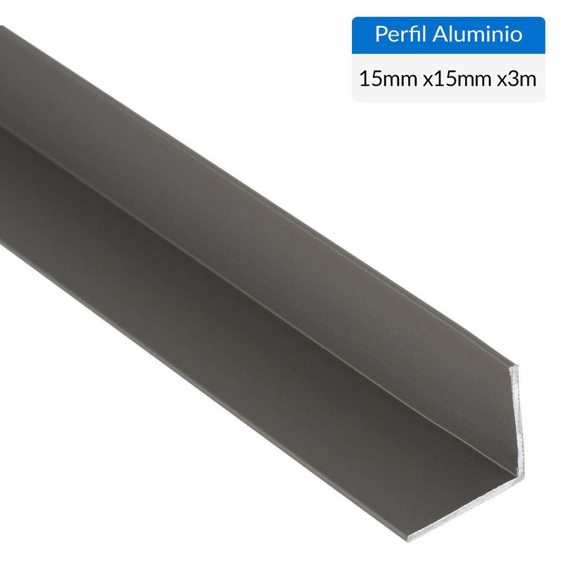 SUPERFIL - Ángulo Gris Aluminio 15x15x1 mm 3 m
