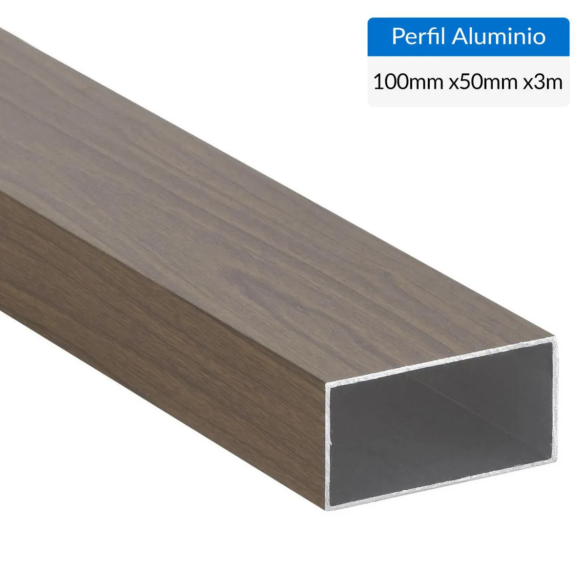 SUPERFIL - Perfil Tubular Café Aluminio 100x50x1,5 mm 3 m