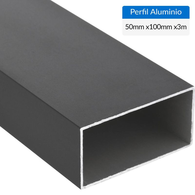 SUPERFIL - Perfil Tubular Negro Aluminio 100x50x1,5 mm 3 m