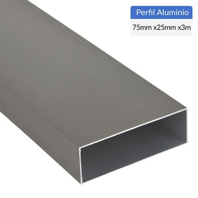 Perfil Tubular Gris Aluminio 75x1 mm 3 m
