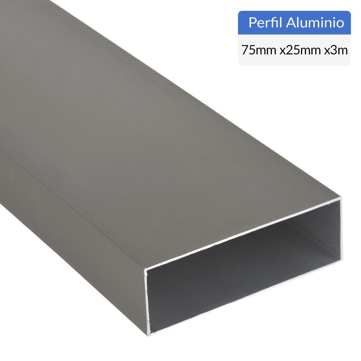 SUPERFIL - Perfil Tubular Gris Aluminio 75x25x1 mm 3 m