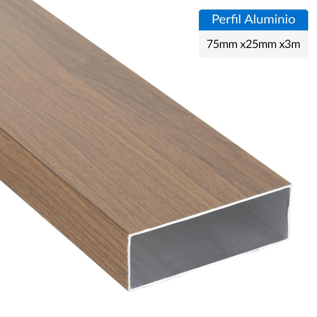 SUPERFIL - Perfil Tubular Café Aluminio 75x25x1 mm 3 m