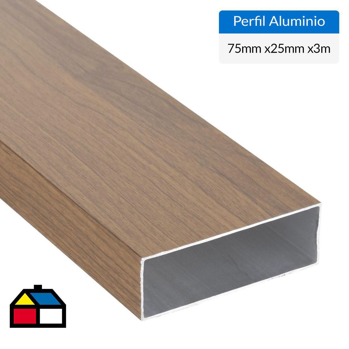 SUPERFIL - Perfil Tubular Café Aluminio 75x25x1 mm 3 m