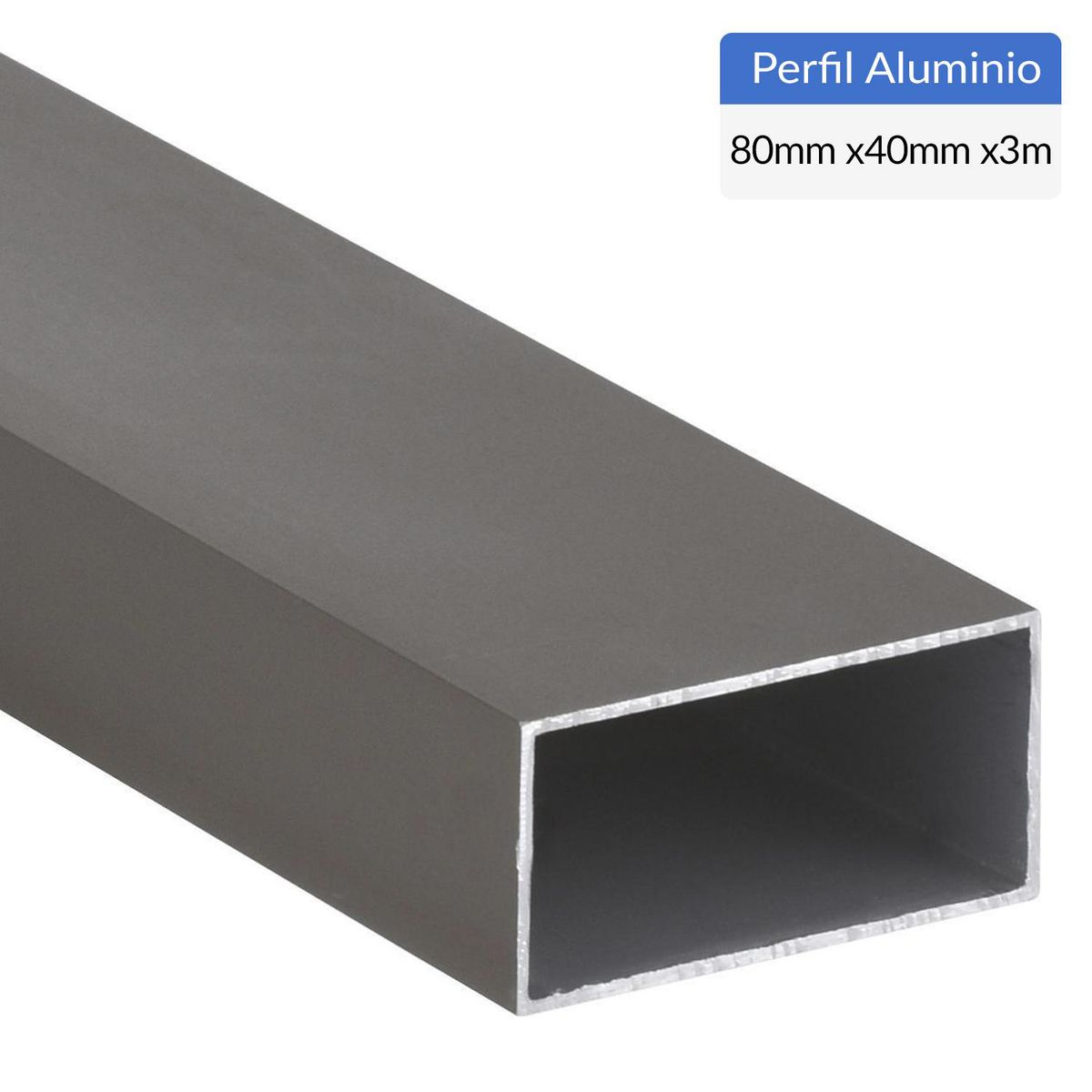 SUPERFIL - Perfil Tubular Gris Aluminio 40x80x1 mm 3 m