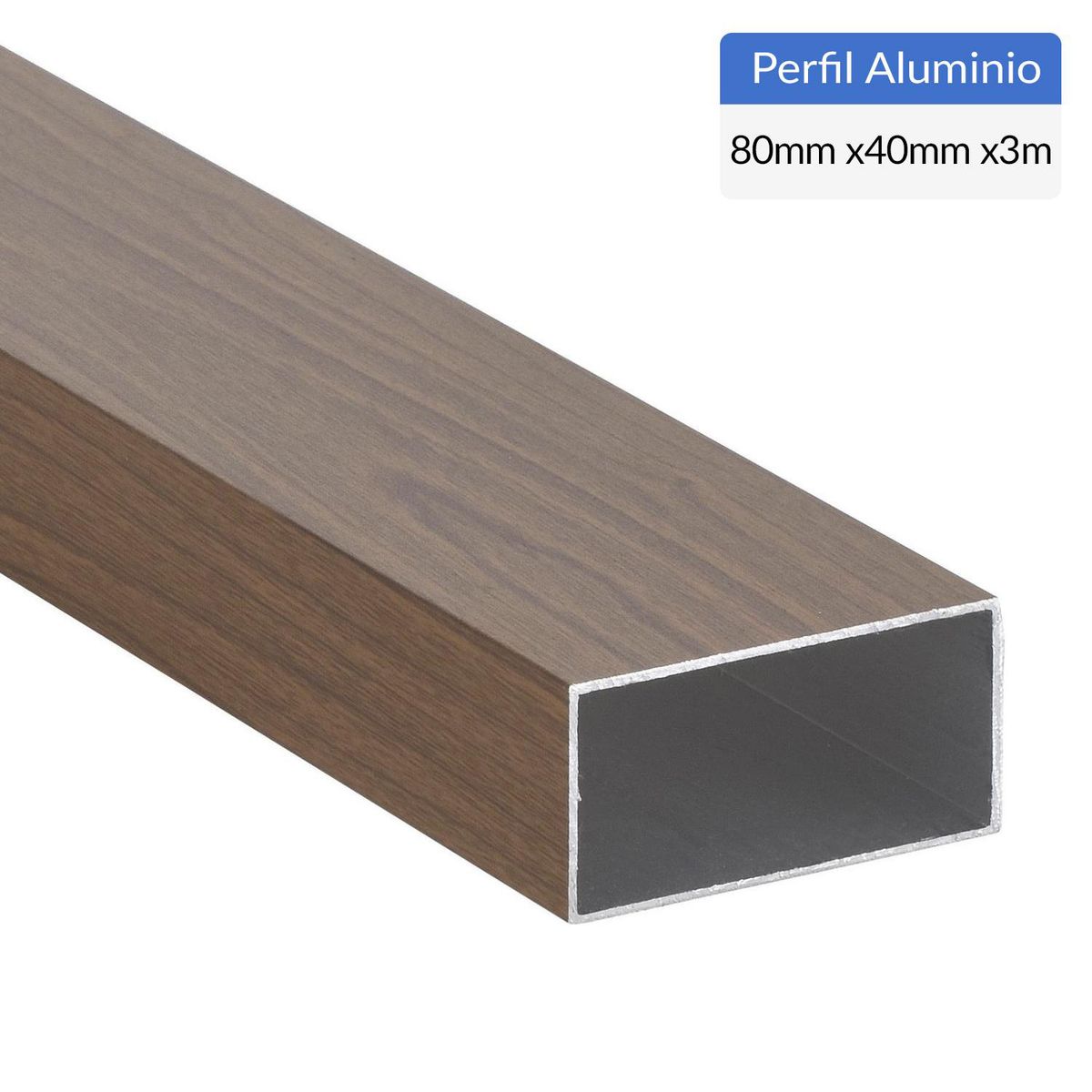 SUPERFIL - Perfil Tubular Café Aluminio 40x80x1,2 mm 3 m