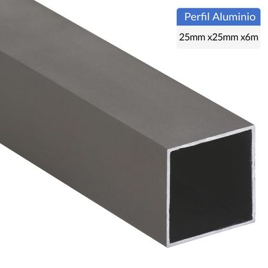 Perfil Tubular Gris Aluminio 25x1 mm 6 m