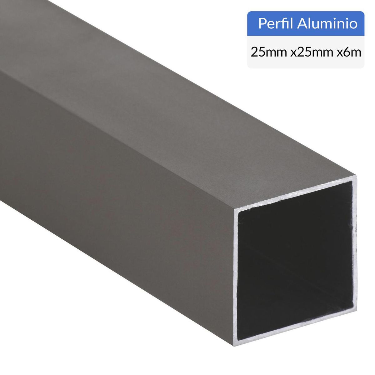 SUPERFIL - Perfil Tubular Gris Aluminio 25x25x1 mm 6 m