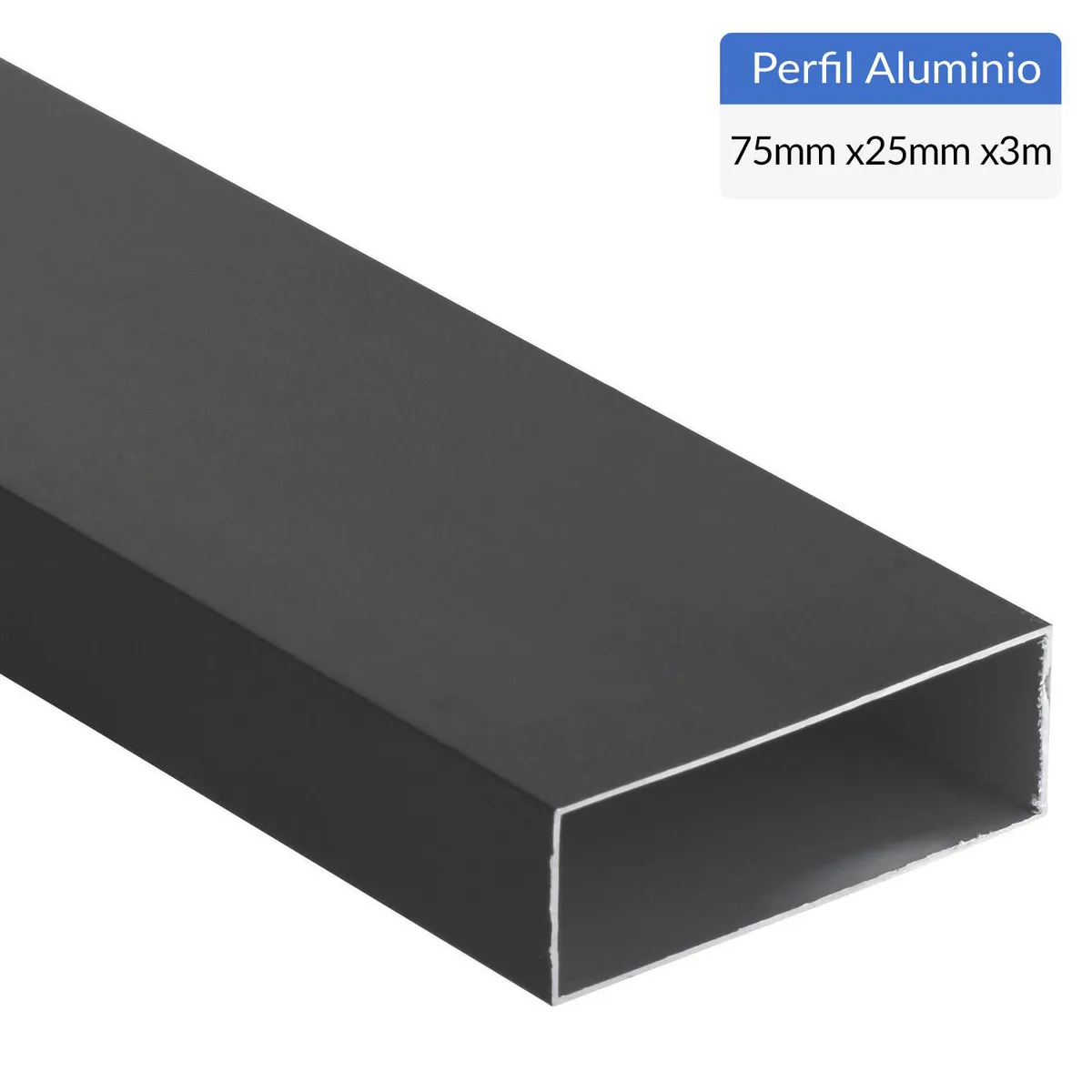 SUPERFIL - Perfil Tubular Negro Aluminio 75x25x1 mm 3 m