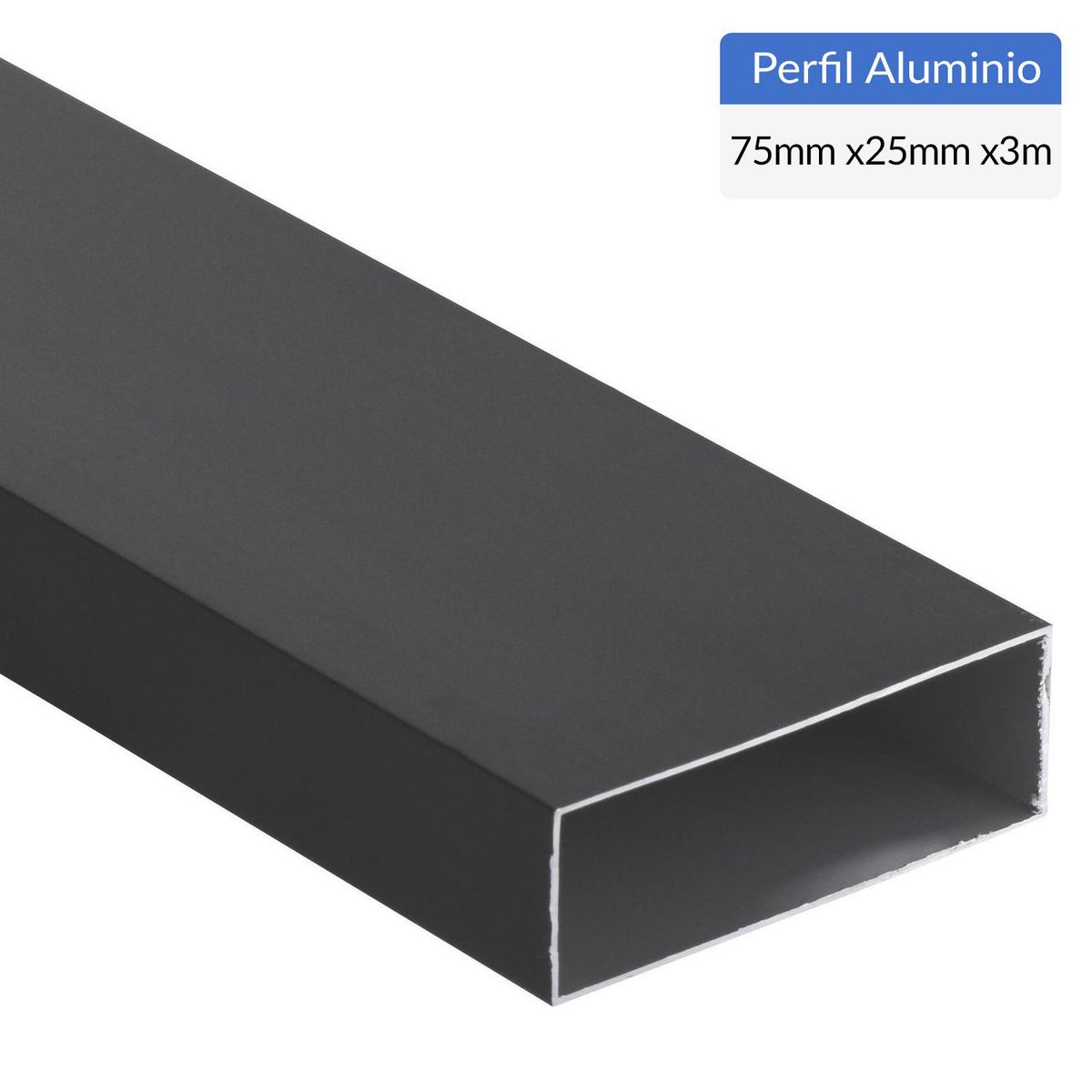 SUPERFIL - Perfil Tubular Negro Aluminio 75x25x1 mm 3 m