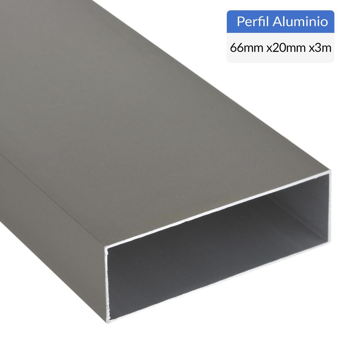 SUPERFIL - Perfil Tubular Gris Aluminio 66x20x1 mm 3 m