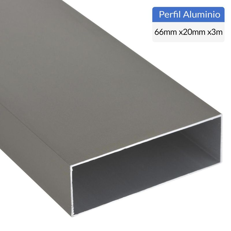 SUPERFIL - Perfil Tubular Gris Aluminio 66x20x1 mm  3 m