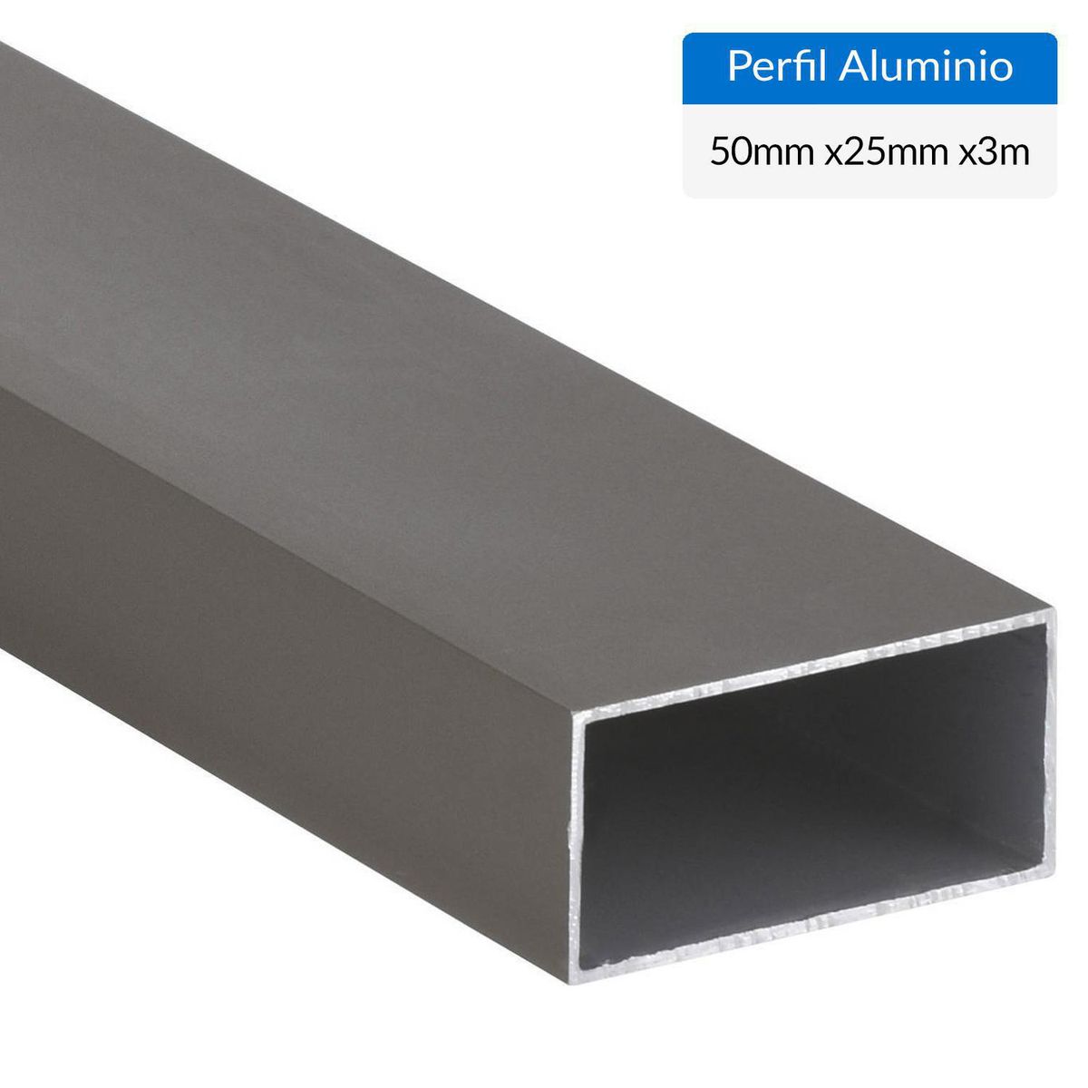 SUPERFIL - Perfil Tubular Gris Aluminio 50x25x1,2 mm 3 m