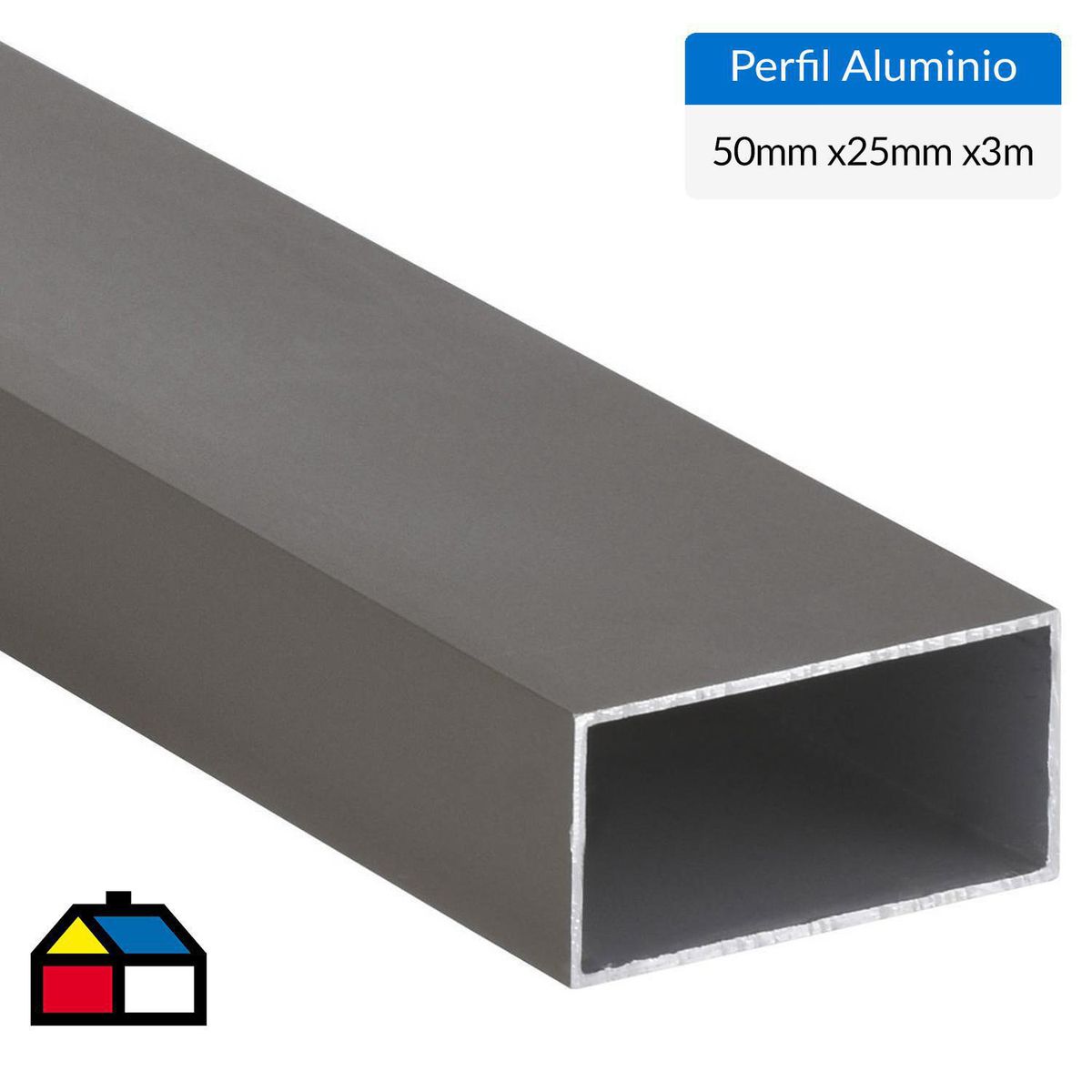 SUPERFIL - Perfil Tubular Gris Aluminio 50x25x1,2 mm 3 m