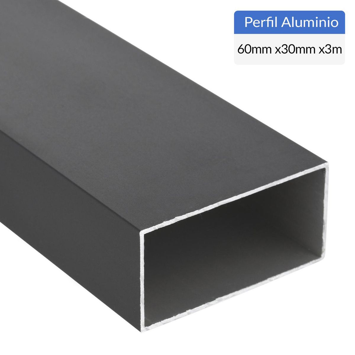 SUPERFIL - Perfil Tubular Negro Aluminio 60x30x1,2 mm 3 m