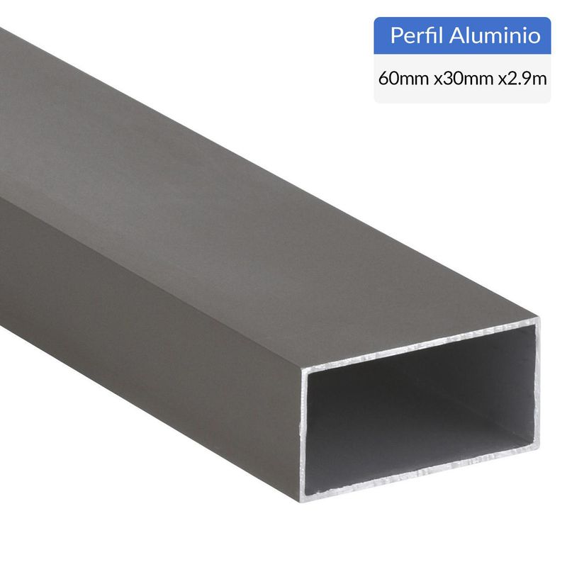 SUPERFIL - Perfil Tubular Gris Aluminio 60x30x1 mm 2,9 m
