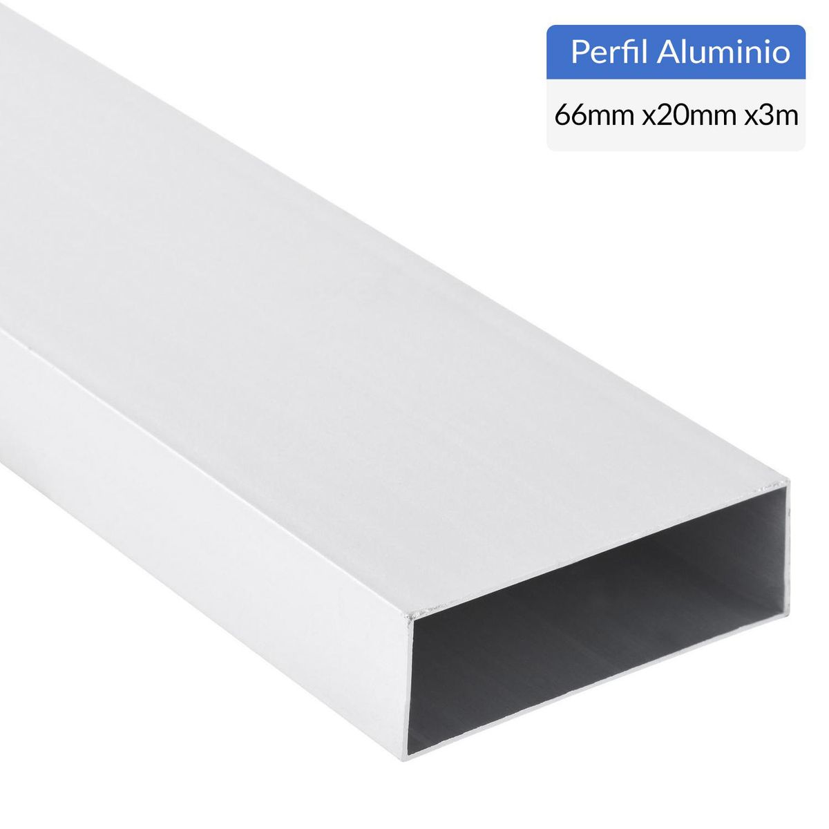 SUPERFIL - Perfil Tubular Blanco Aluminio 66x20x1 mm 3 m