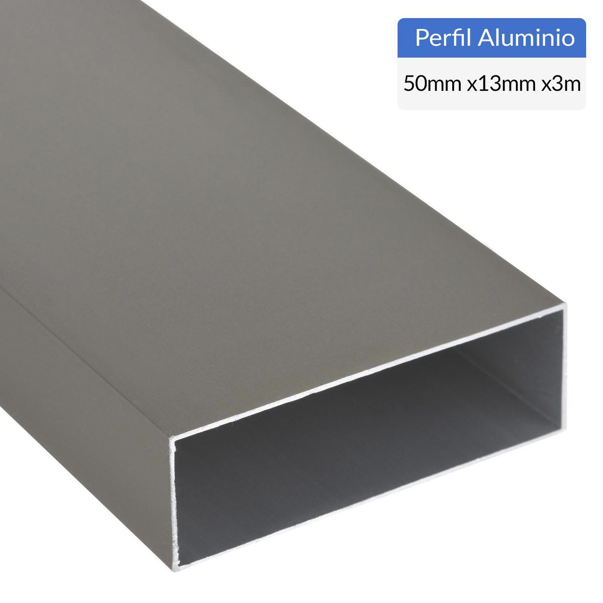 SUPERFIL - Perfil Tubular Gris Aluminio 50x13x1 mm 3 m