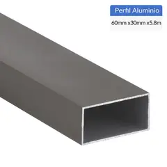 SUPERFIL - Perfil Tubular Gris Aluminio 60x30x1 mm 5,8 m