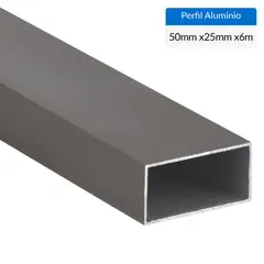SUPERFIL - Perfil Tubular Gris Aluminio 50x25x1,2 mm 6 m