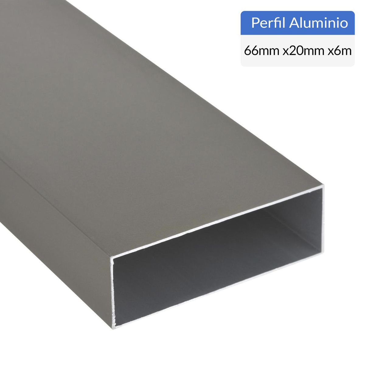 SUPERFIL - Perfil Tubular Gris Aluminio 66x20x1 mm 6 m