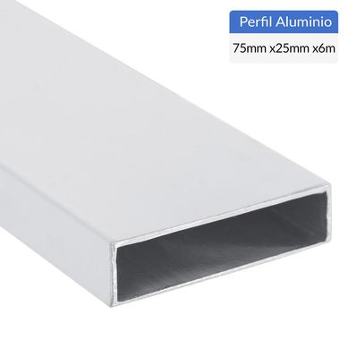 Perfil Tubular Blanco Aluminio 75x1 mm 6 m