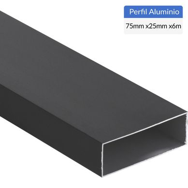 Perfil Tubular Negro Aluminio 75x1 mm 6 m