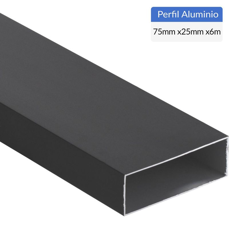 SUPERFIL - Perfil Tubular Negro Aluminio 75x25x1 mm 6 m