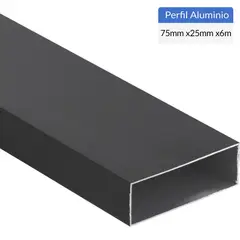 SUPERFIL - Perfil Tubular Negro Aluminio 75x25x1 mm 6 m