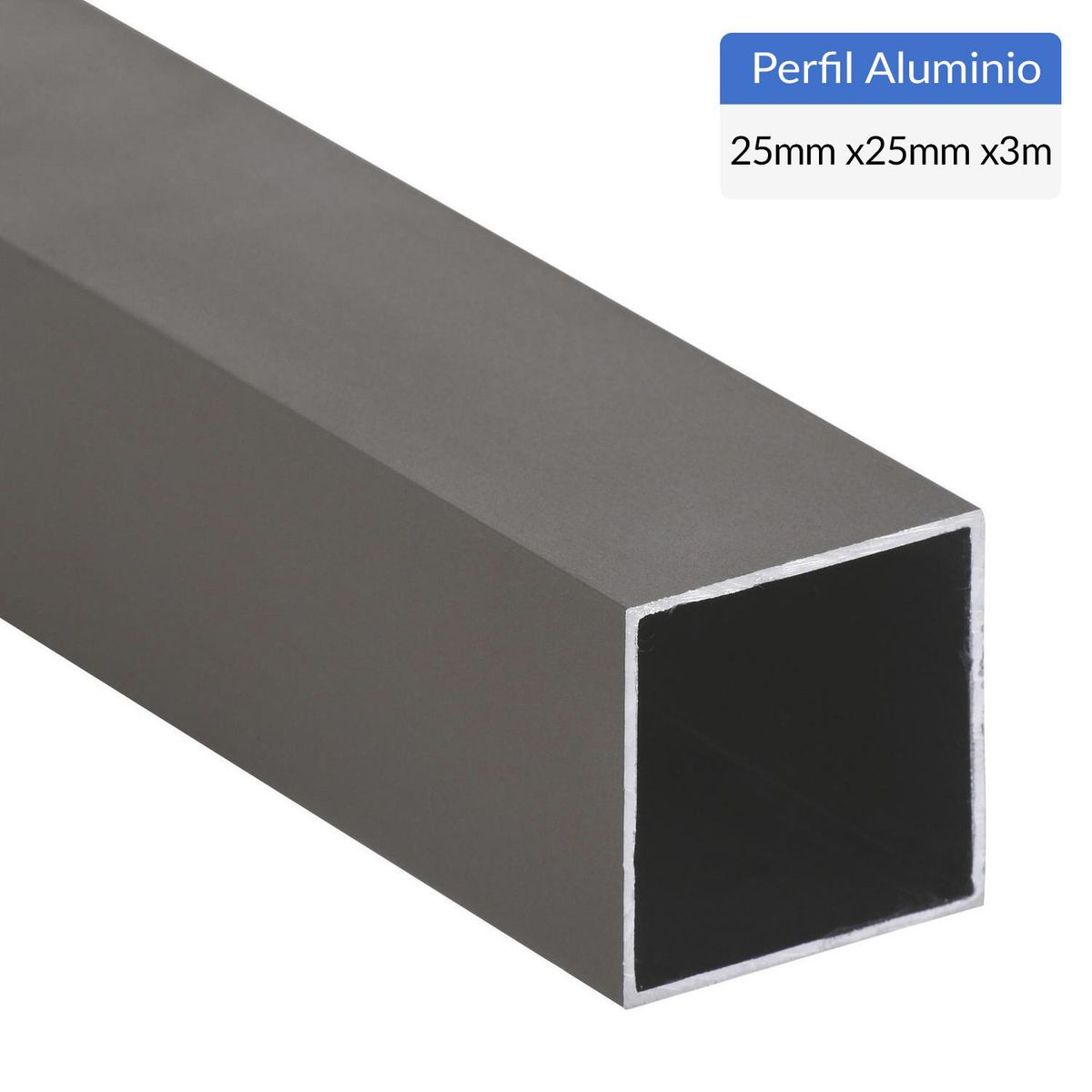 SUPERFIL - Perfil Tubular Gris Aluminio 25x25x1 mm 3 m