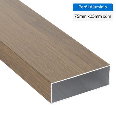Tubular Regla Aluminio 75x25x1 mm Madera  6 m