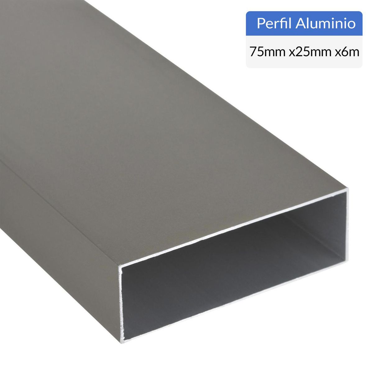 SUPERFIL - Perfil Tubular Gris Aluminio 75x25x1 mm 6 m