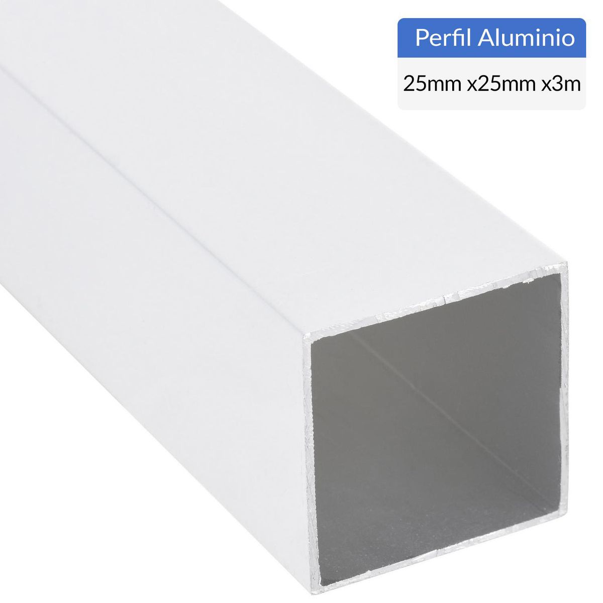 SUPERFIL - Perfil Tubular Blanco Aluminio 25x25x1 mm 3 m