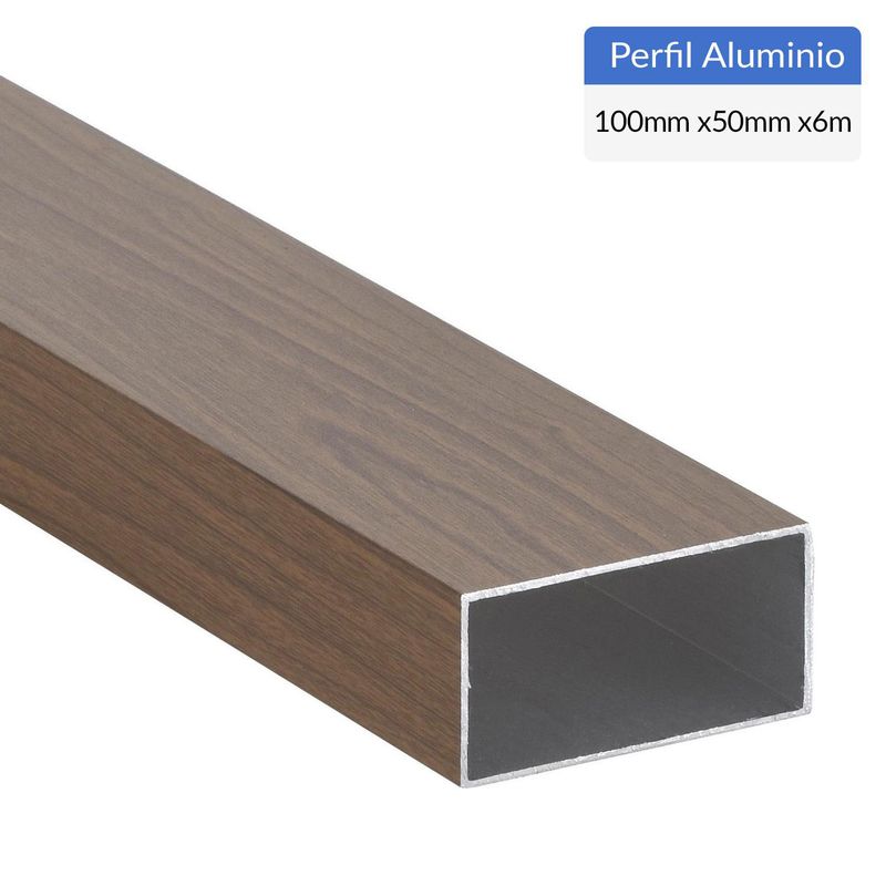 SUPERFIL - Perfil Tubular Café Aluminio 100x50x1,5 mm  6 m