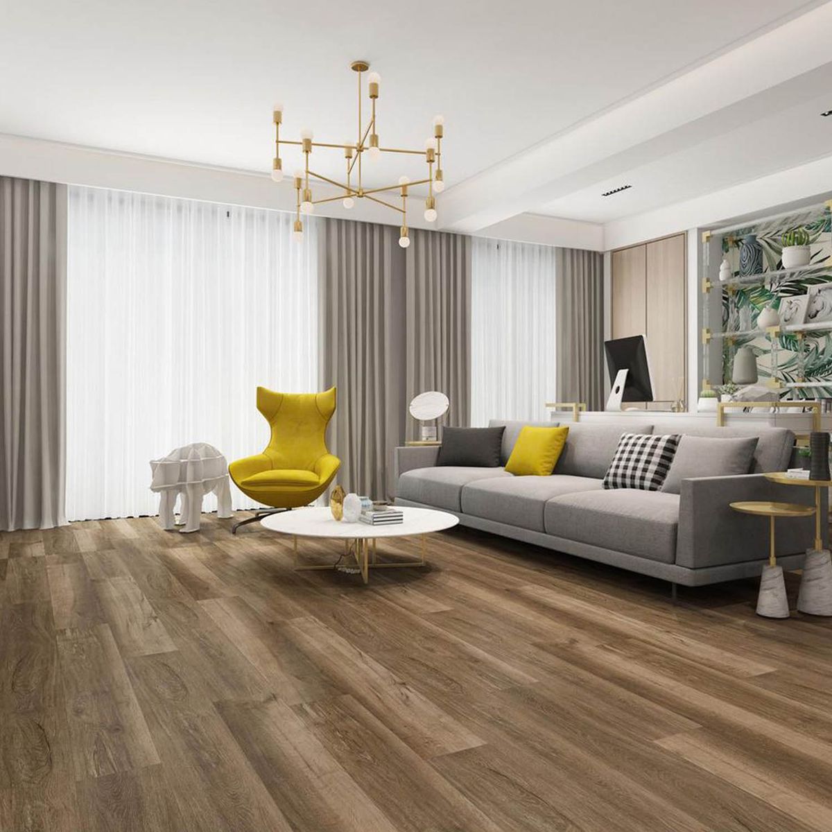 HOLZTEK - SPC 4 mm 18x124 cm Yellow Oak Café. 2.2 m2