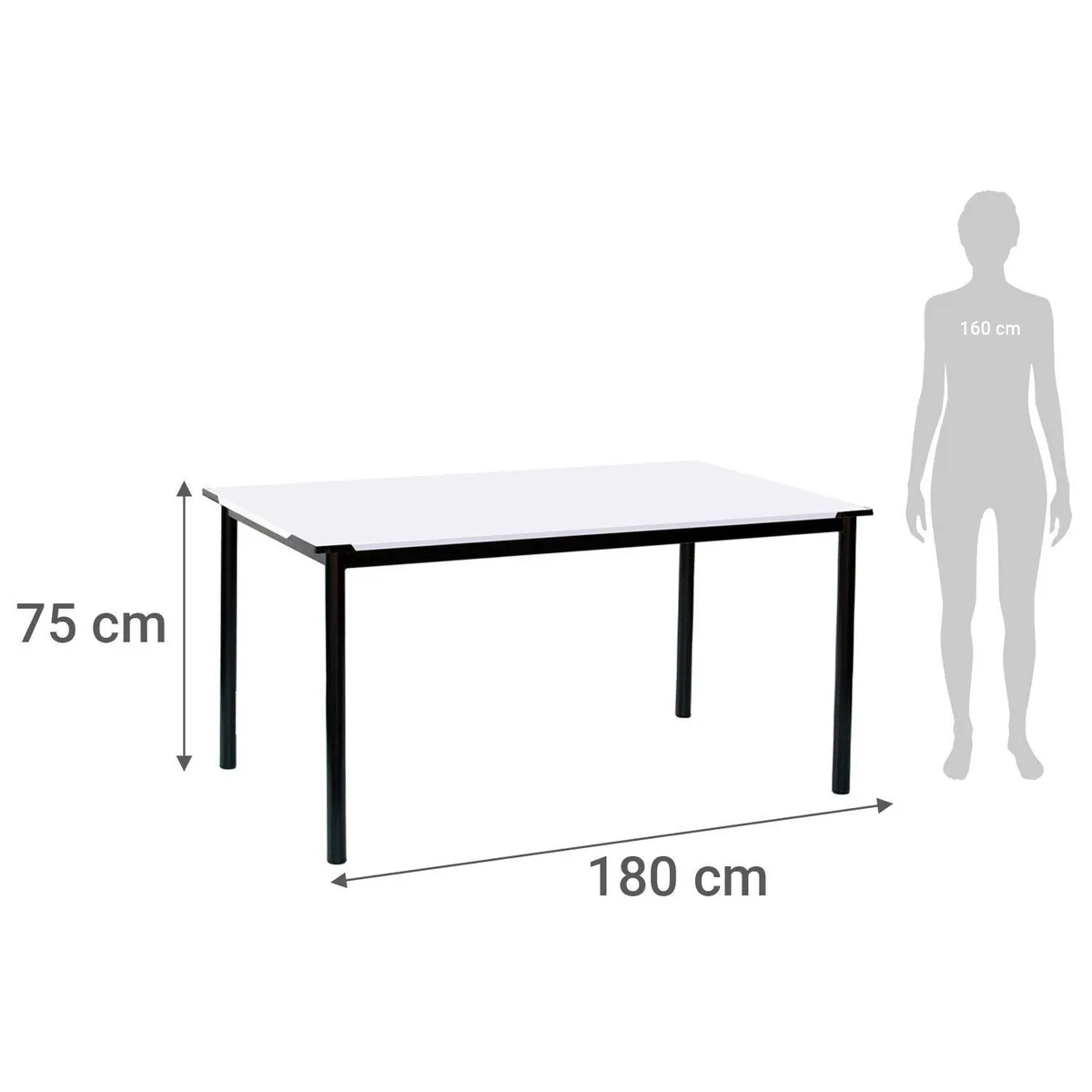 AGM - Mesa casino 180x76 cm blanco
